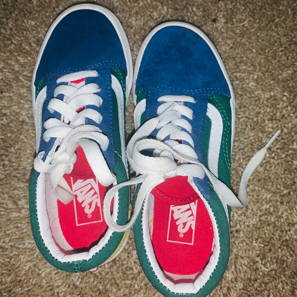 Kids size 13 color block vans. Like new!